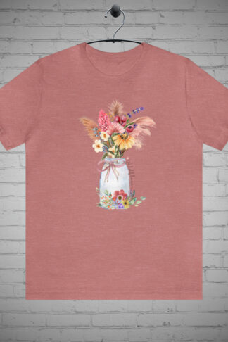 Pressed Wildflowers Vase T-shirt, Retro flower tee, Vintage flower tee, Botanical floral top, Plant lovers shirt, Boho Shirt, Gardeners Gift