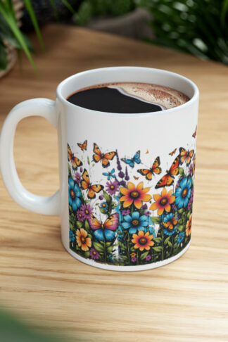 Pressed Flowers Mug, Boho Wildflowers Cottagecore Coffee Mug, Flower Garden Lover Gift, Botanical Tea Cup, Gardeners Gift, Mom Gift