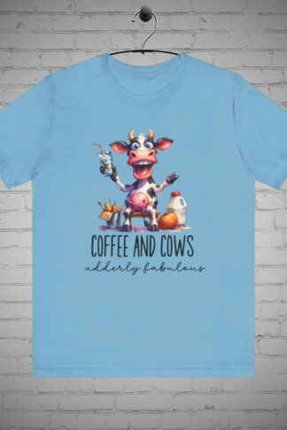 Cow Sipping Coffee Funny Graphic Tee, Perfect Gift for Coffee Lovers and Animal Enthusiasts, Farm animal Lover Apparel