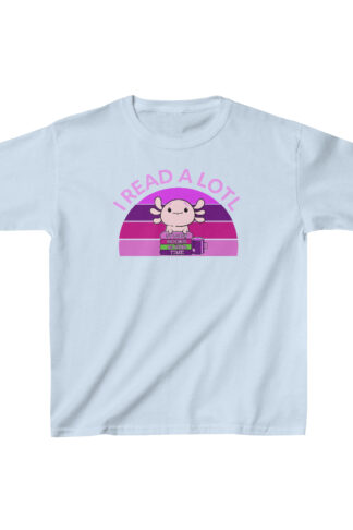 Axolotl Reading t-shirt, Book Lover Shirt, Cute Amphibian Apparel, Nerd Graphic Tee, Bookworm Library Lover Gift, Amphibian Tee (Sizes 4-20)
