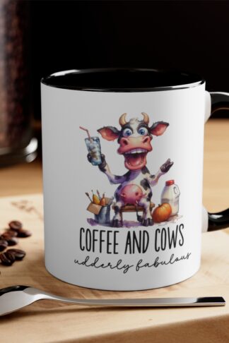 Cow and Coffee Mug, Funny Gift, Sarcastic Humor, Novelty Gift, Farmers Cow Unique Mug, Humorous Gift for Cow Lovers
