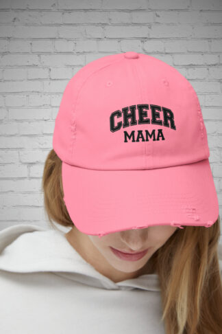 Cheer Mama Unisex Distressed Cap, Cheerleading Mom Hat, Unisex One Size