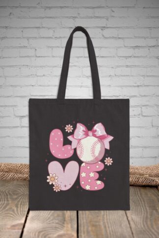 Personalized Custom Name Baseball Cotton Canvas Tote Bag,