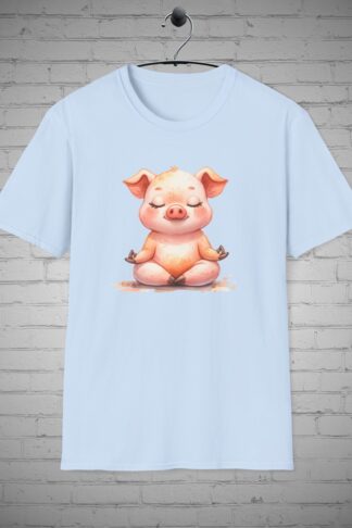 Yoga Pig t-shirt, Meditating Pig tee, Zen Animal shirt, Relaxation apparel, Peaceful Piggy top, Mindful meditation tee, Pig lover Gift