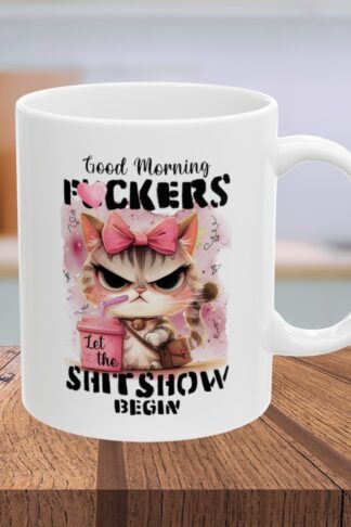Cat Coffee Mug, Feline Lover Cup, Funny Cat Shit Show Design, Kitty Coffee Mug, Sarcastic Cat Tea Cup, Cat Lover's Gift