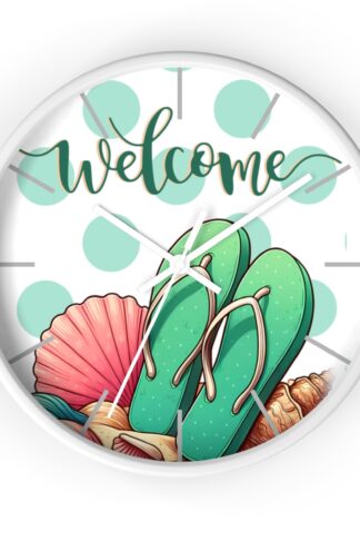 Beach Sandals Wall Clock, 10 x 10 Beach House Clock, Lake House Welcome Clock Decor
