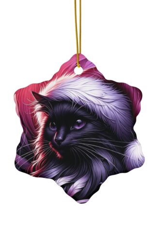 Gothic Cat Christmas Ornament, Beautiful Ceramic Ornament, Personalized Christmas Ornament, Customize it Ornament
