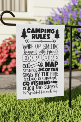 Camping Rules Garden & House Banner Flag, Lake Porch Flag, Lake House Sign, Lake Lovers Gift