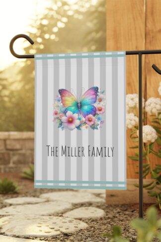 Personalized Butterfly Flag, Summer Garden & House Banner Flag, Lake Porch Flag, Lake House Sign, Lake Lovers Gift