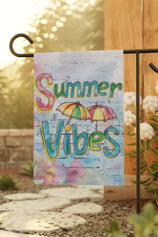 Summer Vibes Flag, Family Garden & House Banner Flag,  Porch Flag, Camp Site Sign, Garden Lovers Gift