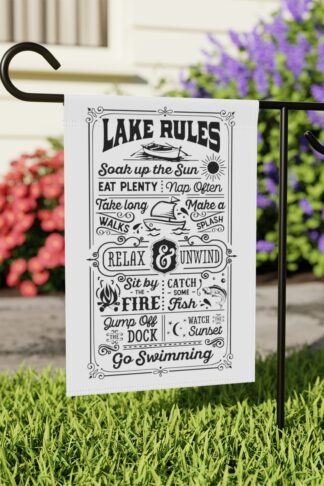 Lake Rules Garden & House Banner Flag, Lake Porch Flag, Lake House Sign, Lake Lovers Gift