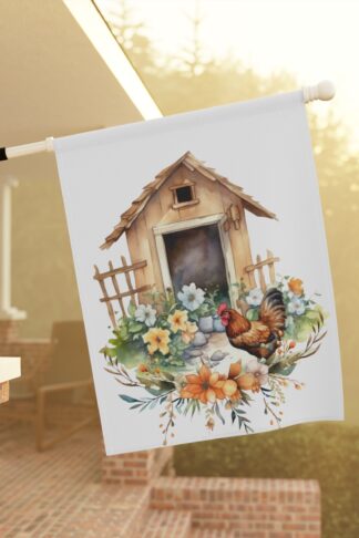 Rooster Welcome Garden & House Banner Flag, Floral Boots Porch Flag, Porch Sign, Relaxing Porch Gift, New Home Gift