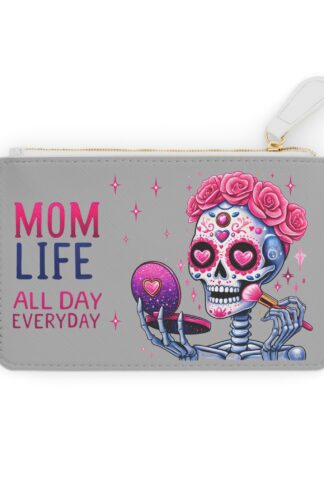 Mom Life Skeleton Mini Clutch Bag, Makeup Bag for Mom, Mom Pencil Zipper Bag