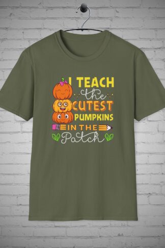 Teacher t-shirt, Halloween Teacher Tee, I teach the Cutest Pumpkins in the Patch tee, Cute Halloween Teacher tee, Edhttps://printify.com/app/store/productsucator Gift
