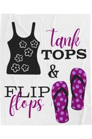 Summer Velveteen Blanket, Tank Tops Flip Flops Blanket, Summer Vibes Blanket