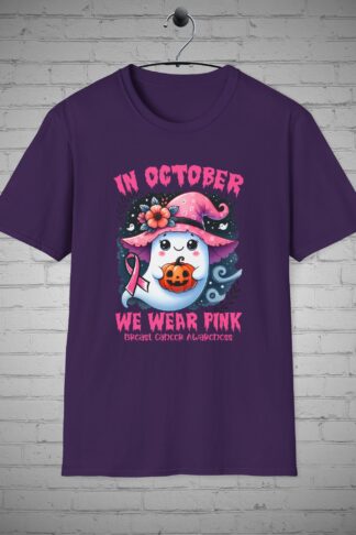 Halloween Tshirt, Breast Cancer Awareness October Halloween Ghost Shirt