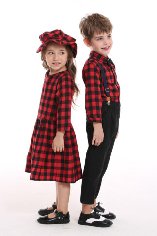 Sisters And Brothers Autumn Plaid Matching Outfit