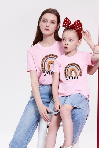 Mother - Daughter Matching Outfits, Mom And Daughter Rainbow Matching Shirts