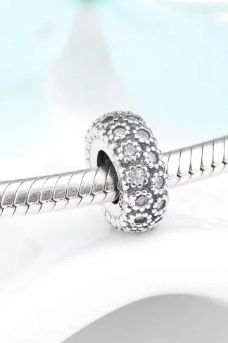 Real 925 Sterling Sliver like flower White CZ spacer Beads Charm for Bracelets Jewelry making Woman jewelry Wholesale lots bulk