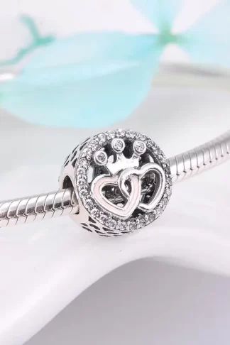 Real 925 sterling silver Shining Ring shape Round Beads for jewelry Fit Charms Bracelets making Woman Accessories Wholesale