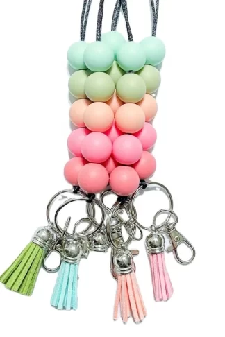 Silicone Beads Keychains Teacher lanyard Nurse Gift Student Gift Badge keychain Lanyard For Teacher Appreciation Gifts