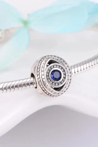 Real 925 sterling silver Blue and Clear CZ Around shape Beads Fit Charm Bracelets Jewelry Making Woman Accessories Gift Party