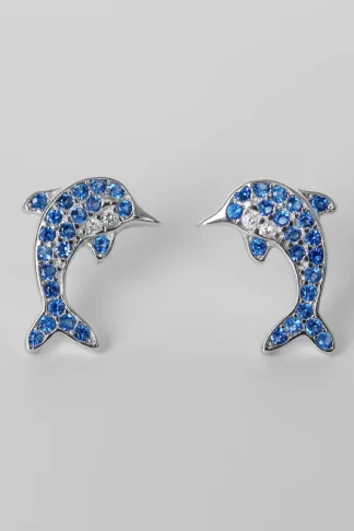 Silver dolphins Stud Earrings