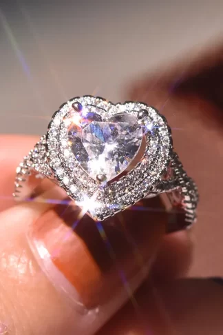 18K Gold Heart Shape Diamond Ring for Women Anillos De Bizuteria Fashion Gemstone 14K Gold Jewelry Ring Cushion Zirconia