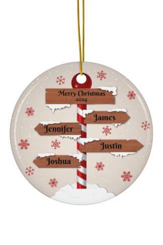 4 Names - Christmas Ornament, Personalized Ceramic Ornament, Family Christmas Ornament, Customize it Ornament