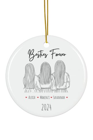 Besties - Christmas Ornament, Beautiful Ceramic Ornament, Custom Family Names Christmas Ornament, Customize it Ornament