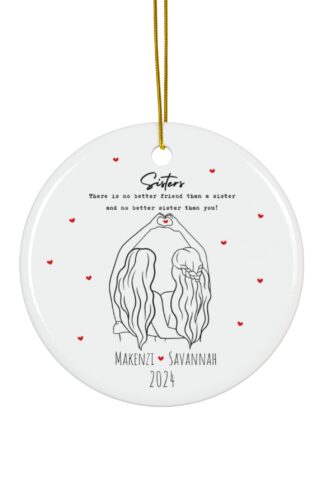 Two Sister - Christmas Ornament, Beautiful Ceramic Ornament, Custom Family Names Christmas Ornament, Customize it Ornament