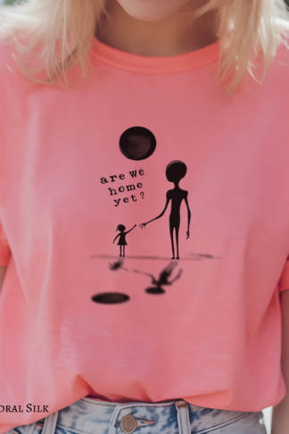 Alien T-Shirt, Are We Home Yet shirt, Funny Alien tee, Retro UFO tee, Alien Child Tee, Outer Space Humor sweater, Sci-fi shirt, Alien Gift